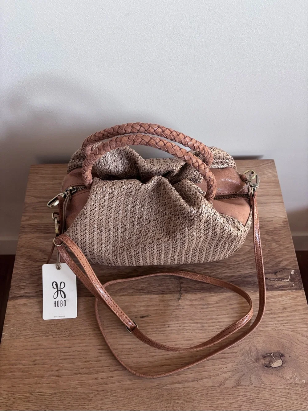 NWT HOBO Darling Small Satchel Crossbody Bag Purse - Meadow Woven Straw - Picture 5 of 14